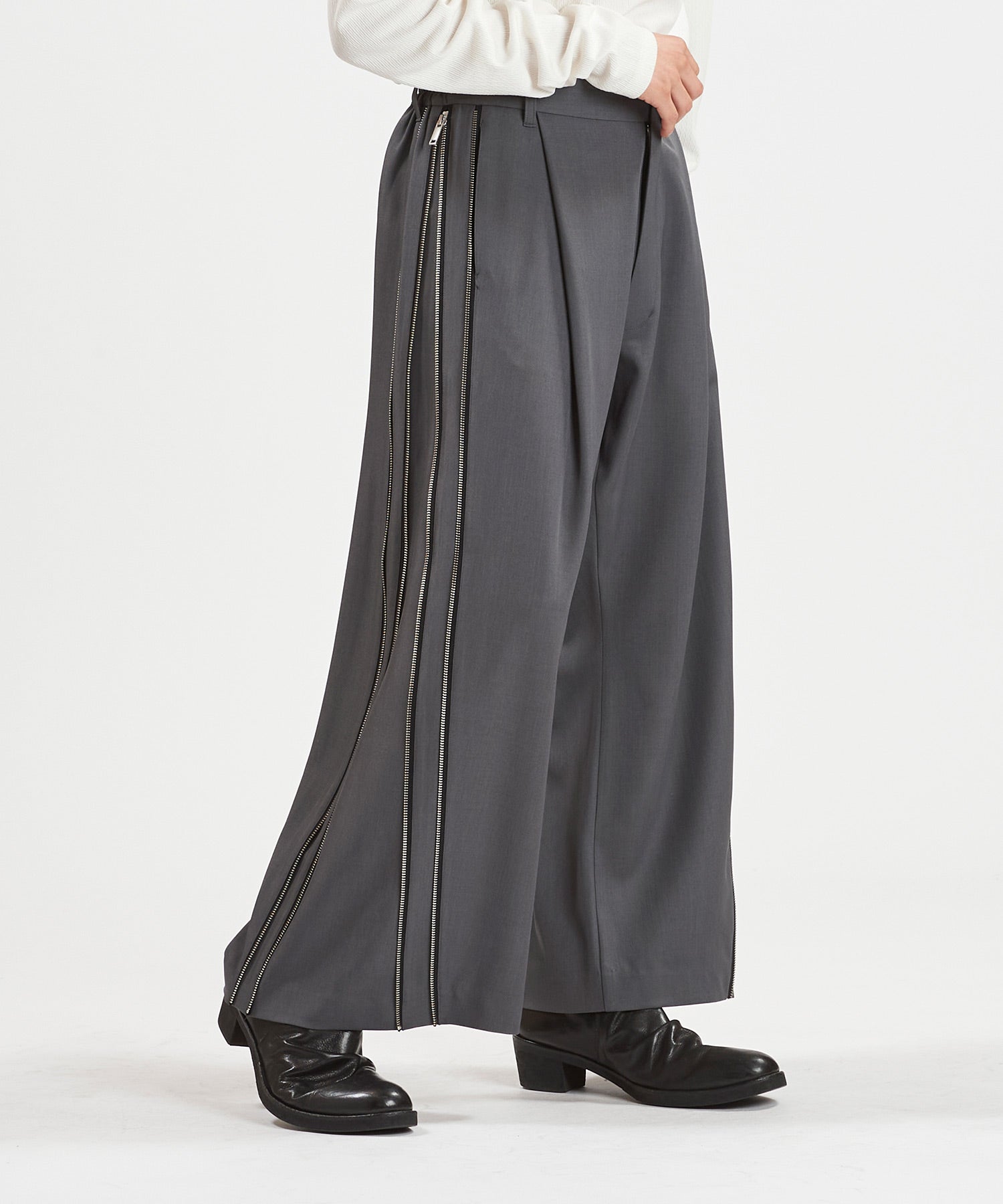 サイドZIPイージーワイドトラウザーズ