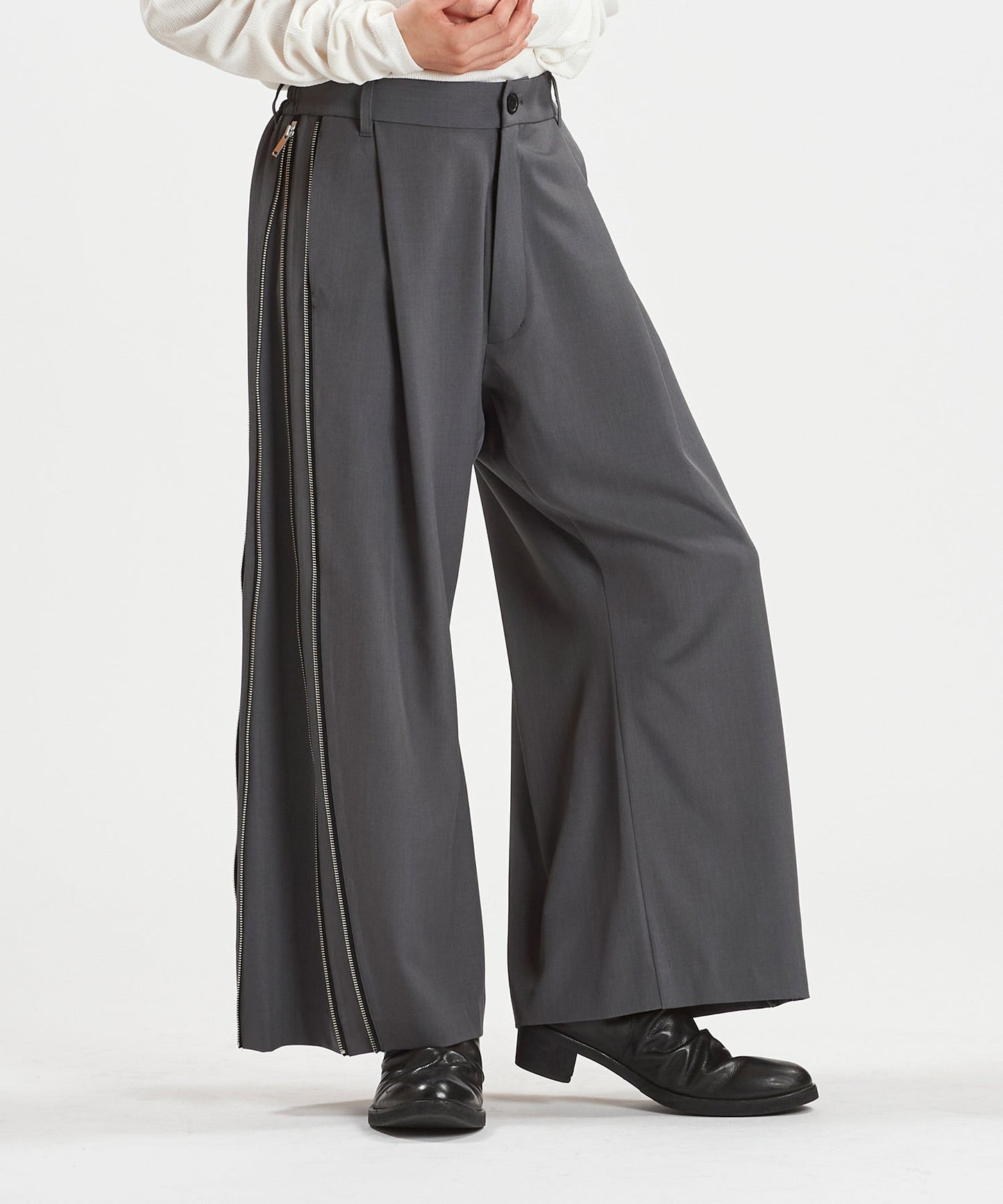 サイドZIPイージーワイドトラウザーズ