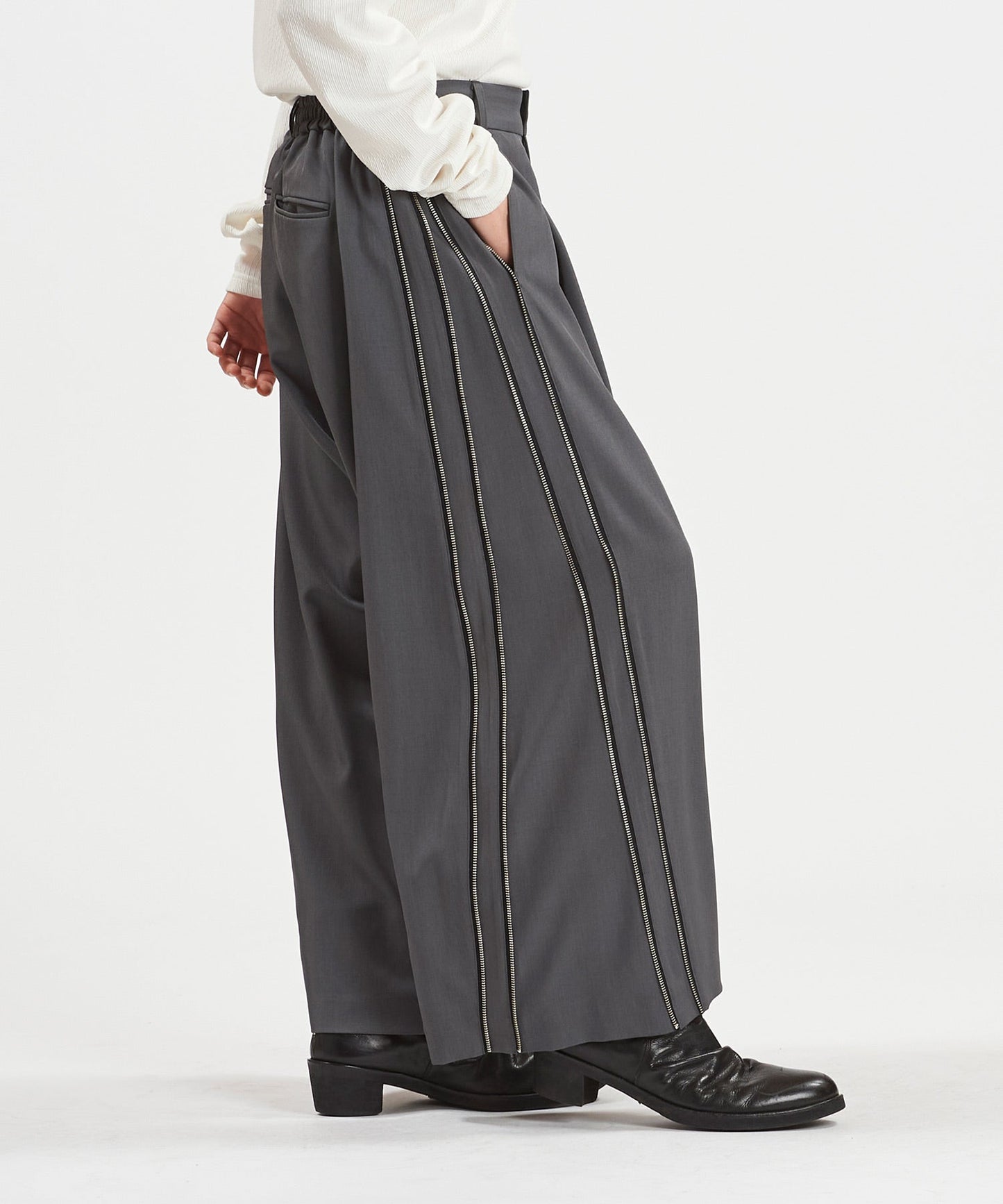 サイドZIPイージーワイドトラウザーズ