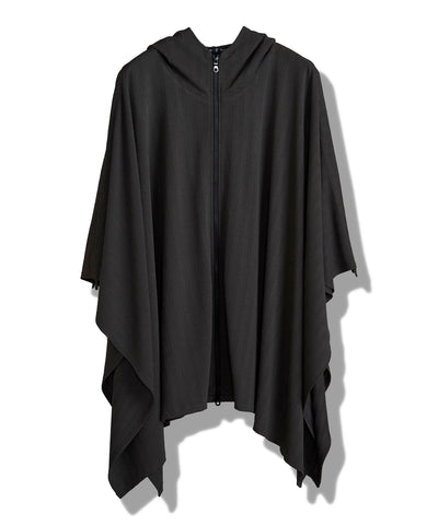 ドローストリングスフーデッドポンチョ