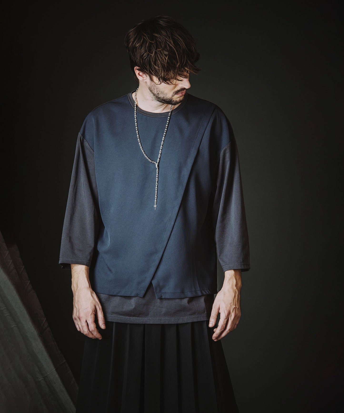 スリットレイヤード8分袖BIG-T