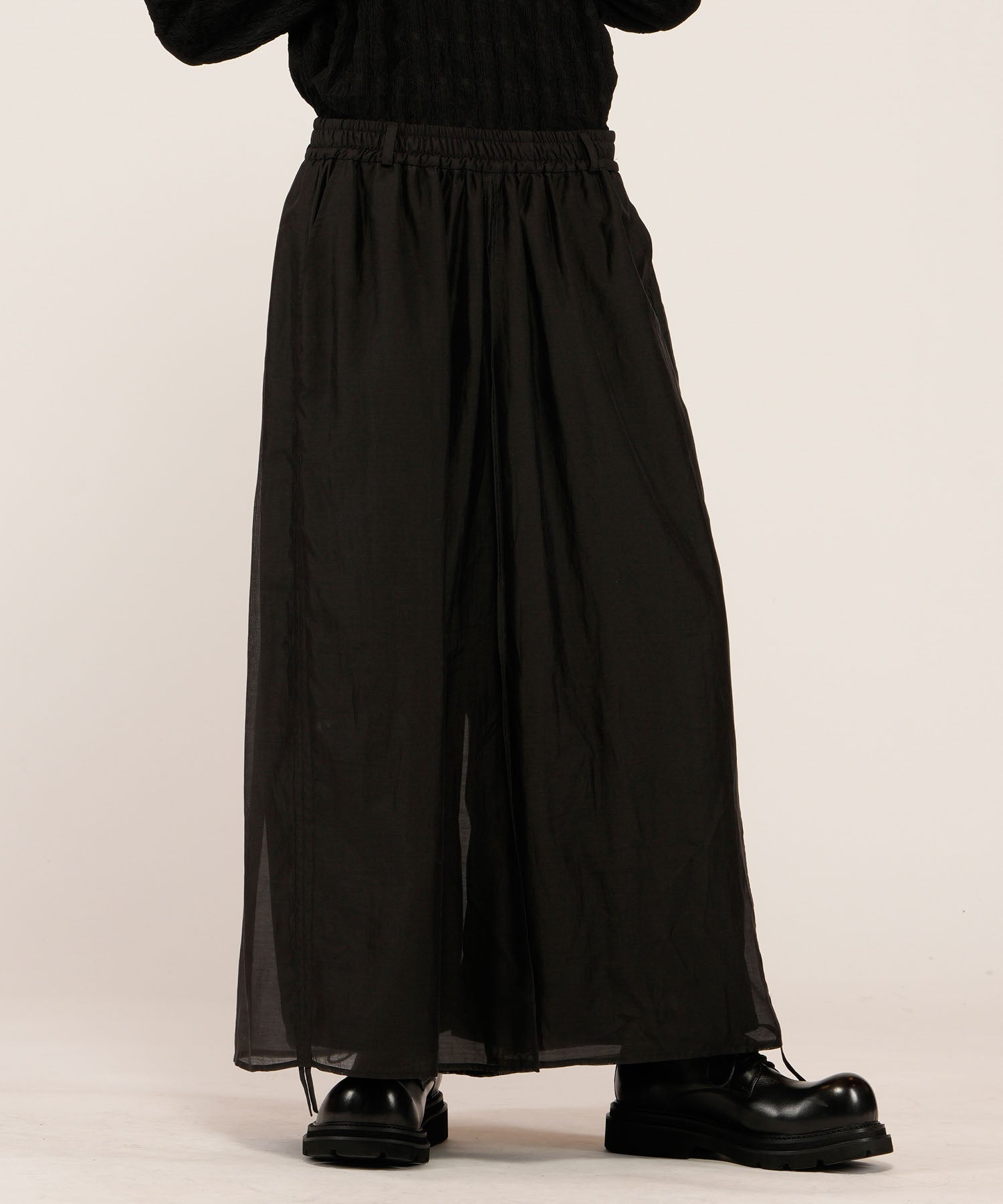 ドローストリングスレイヤードバギートラウザーズ