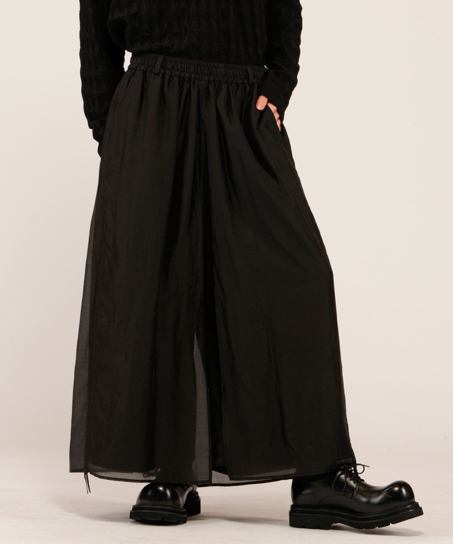 ドローストリングスレイヤードバギートラウザーズ