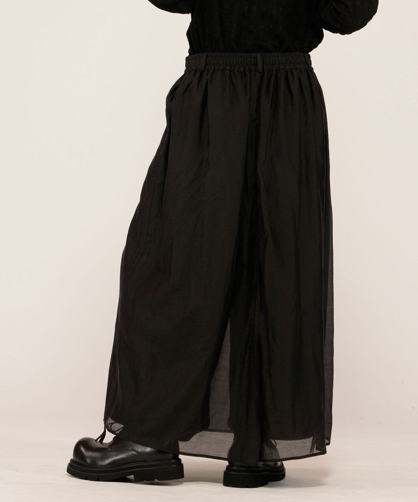 ドローストリングスレイヤードバギートラウザーズ