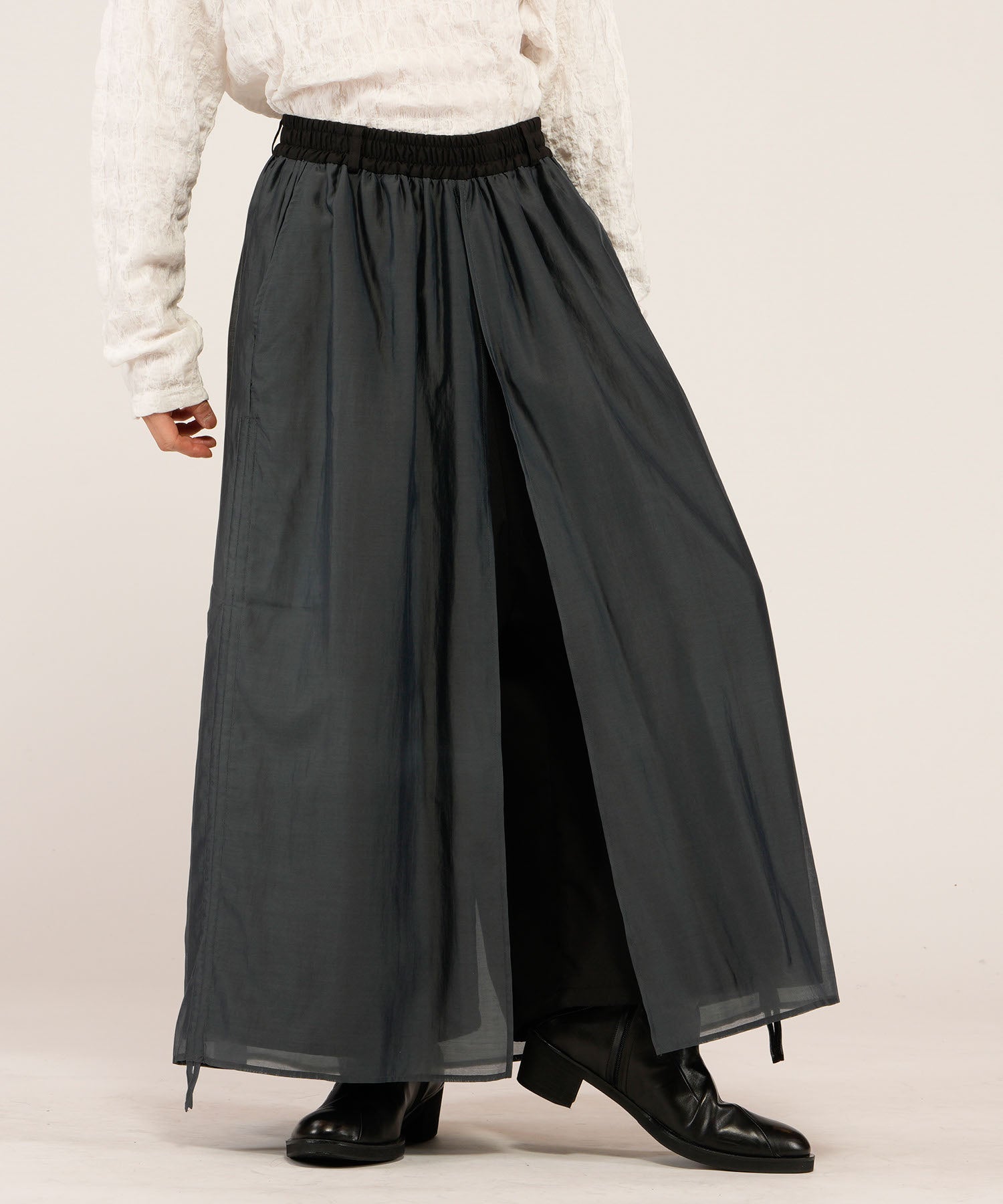 ドローストリングスレイヤードバギートラウザーズ