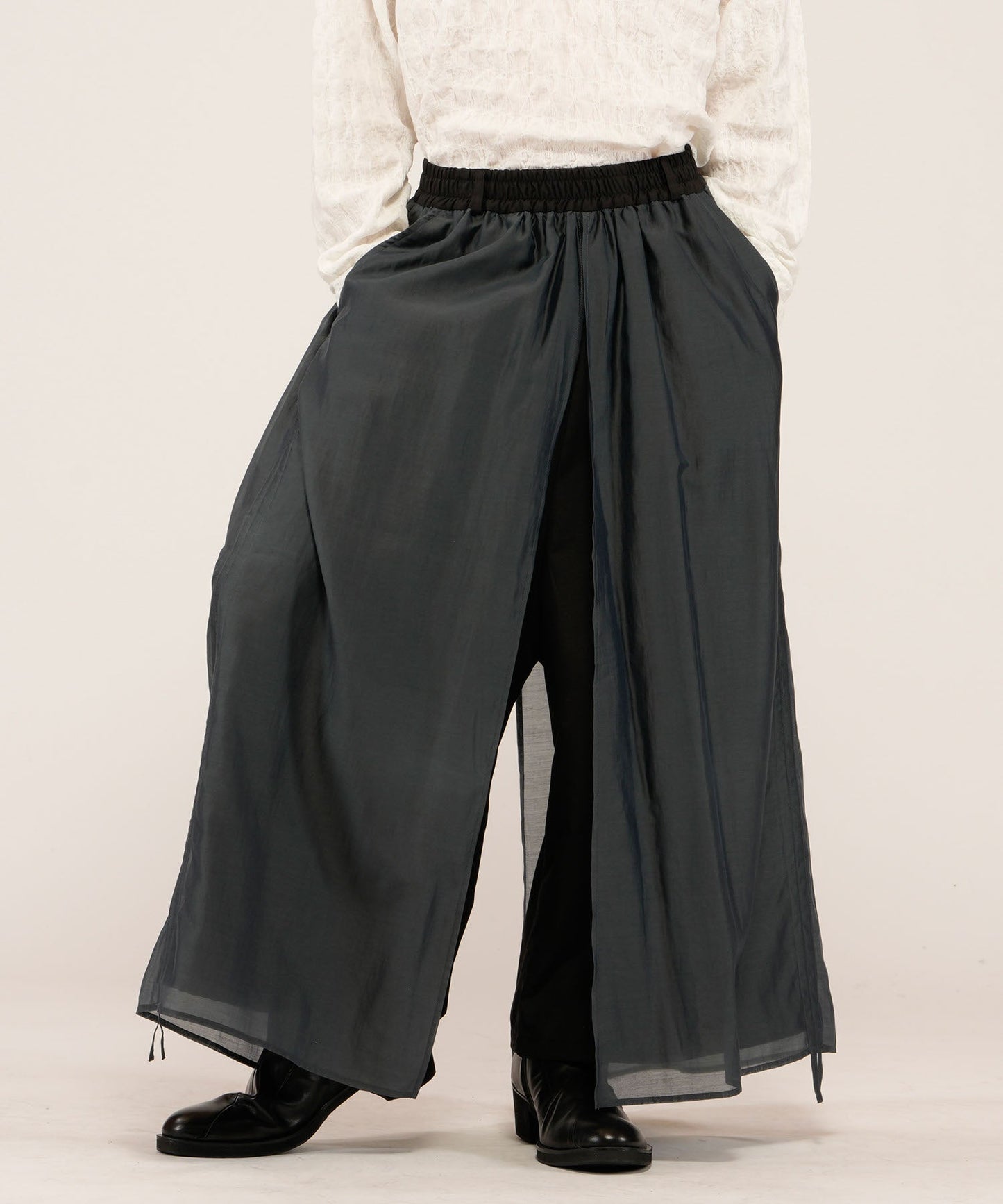 ドローストリングスレイヤードバギートラウザーズ