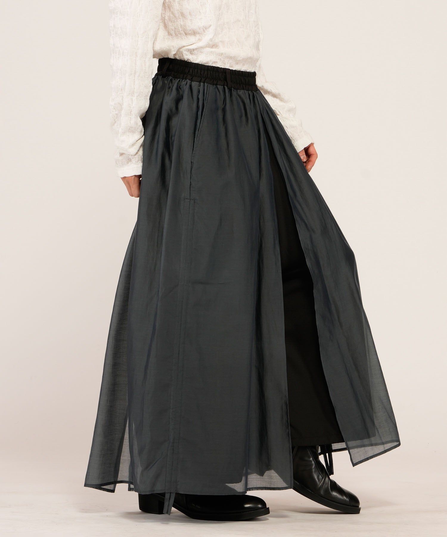 ドローストリングスレイヤードバギートラウザーズ