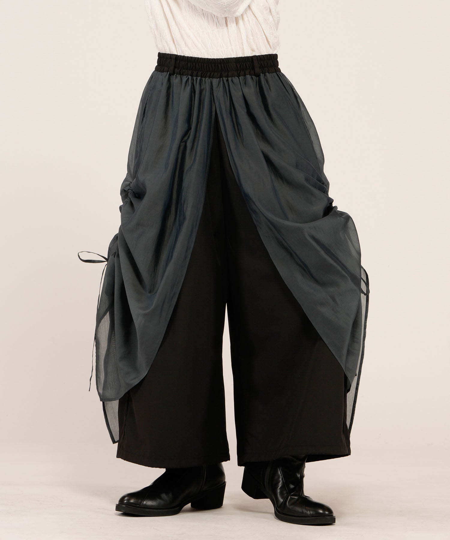 ドローストリングスレイヤードバギートラウザーズ