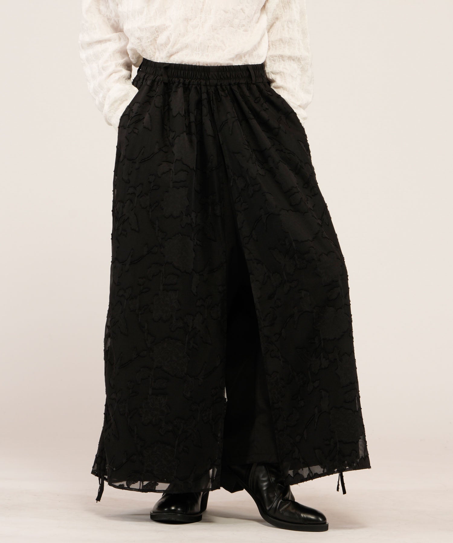 ドローストリングスレイヤードバギートラウザーズ