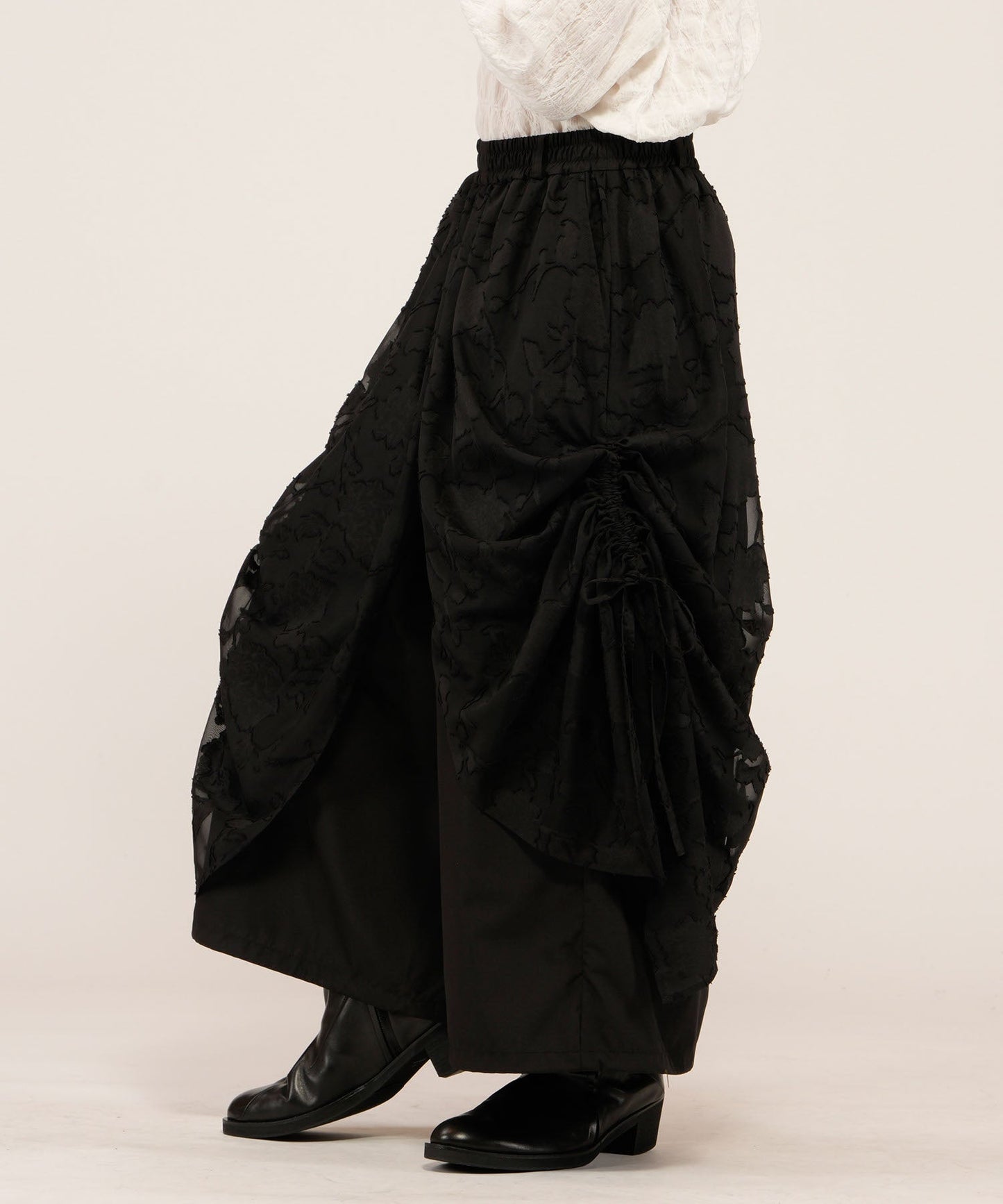 ドローストリングスレイヤードバギートラウザーズ