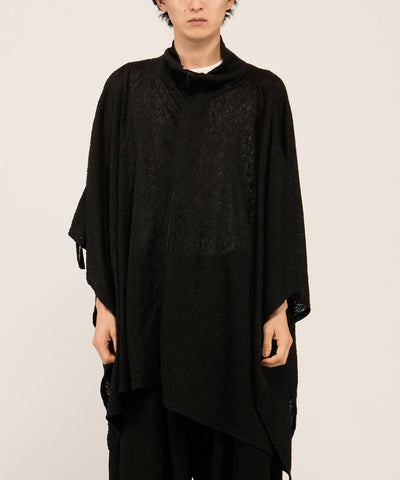 ドローストリングスハイカラーポンチョ