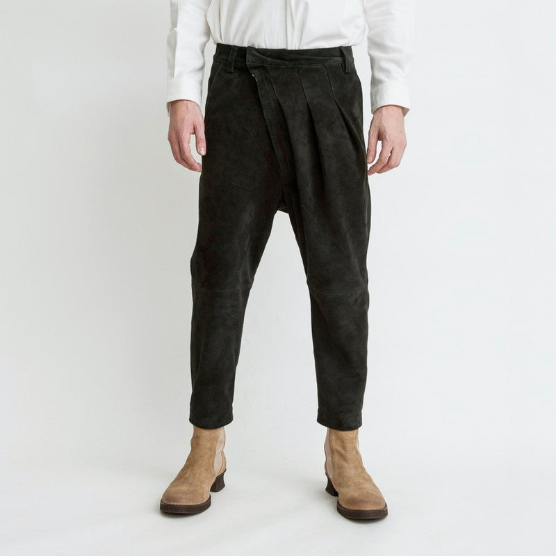 Goat suede wrap sarouel trousers