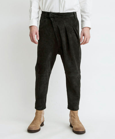 Goat suede wrap sarouel trousers