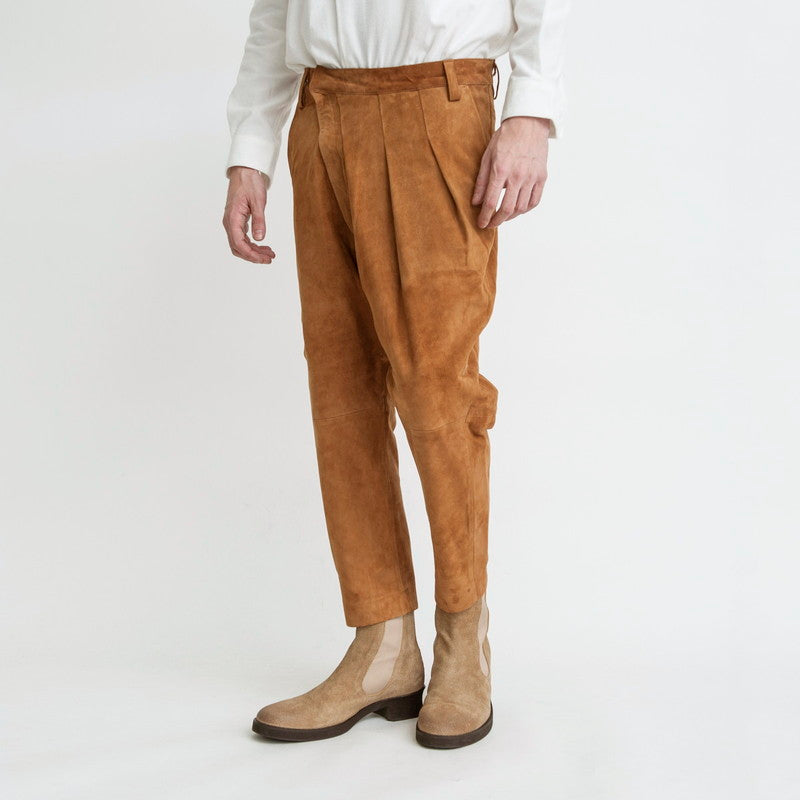 Goat suede wrap sarouel trousers