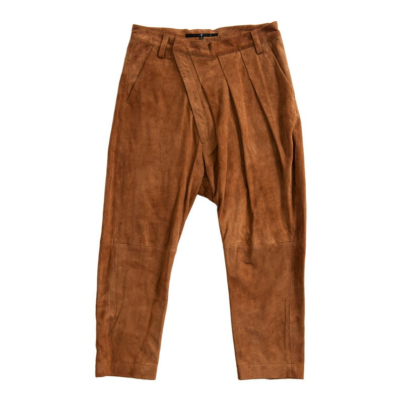 Goat suede wrap sarouel trousers