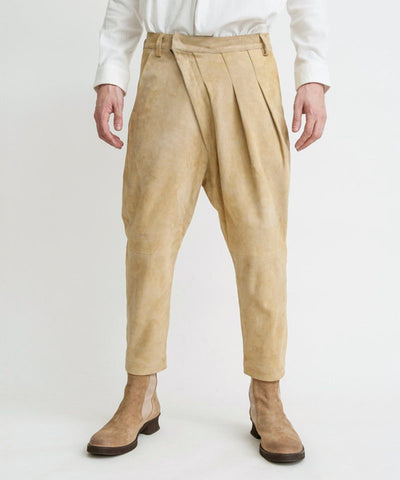 Goat suede wrap sarouel trousers