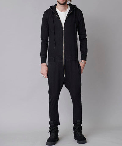 Knit denim all-in-one