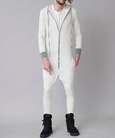 Knit denim all-in-one