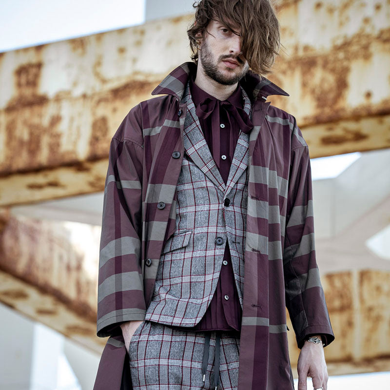 Big check twill 98 rain overcoat