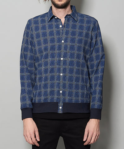 シアサッカーチェックシャツBLZ