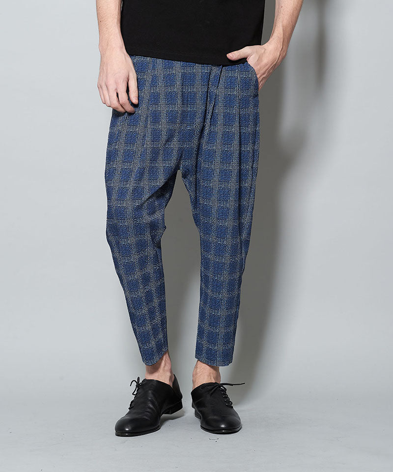 Seersucker Check Ankle Trousers