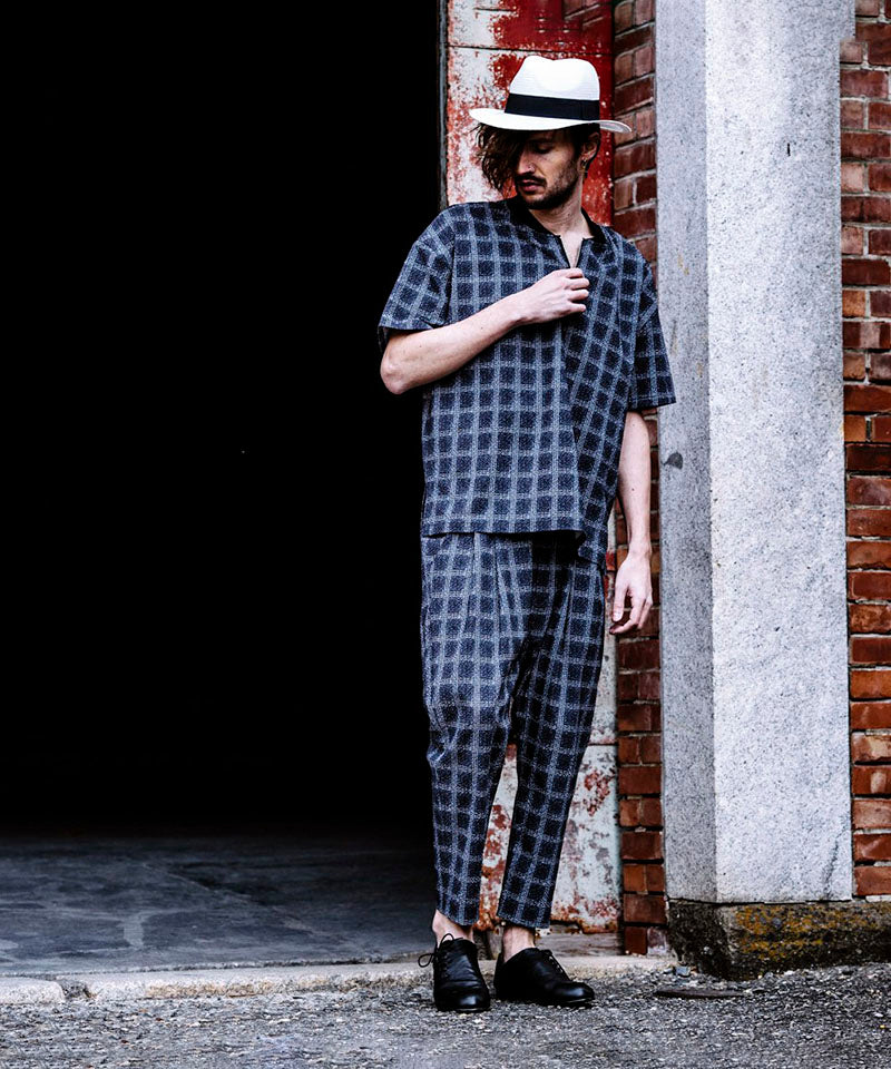 Seersucker Check Ankle Trousers