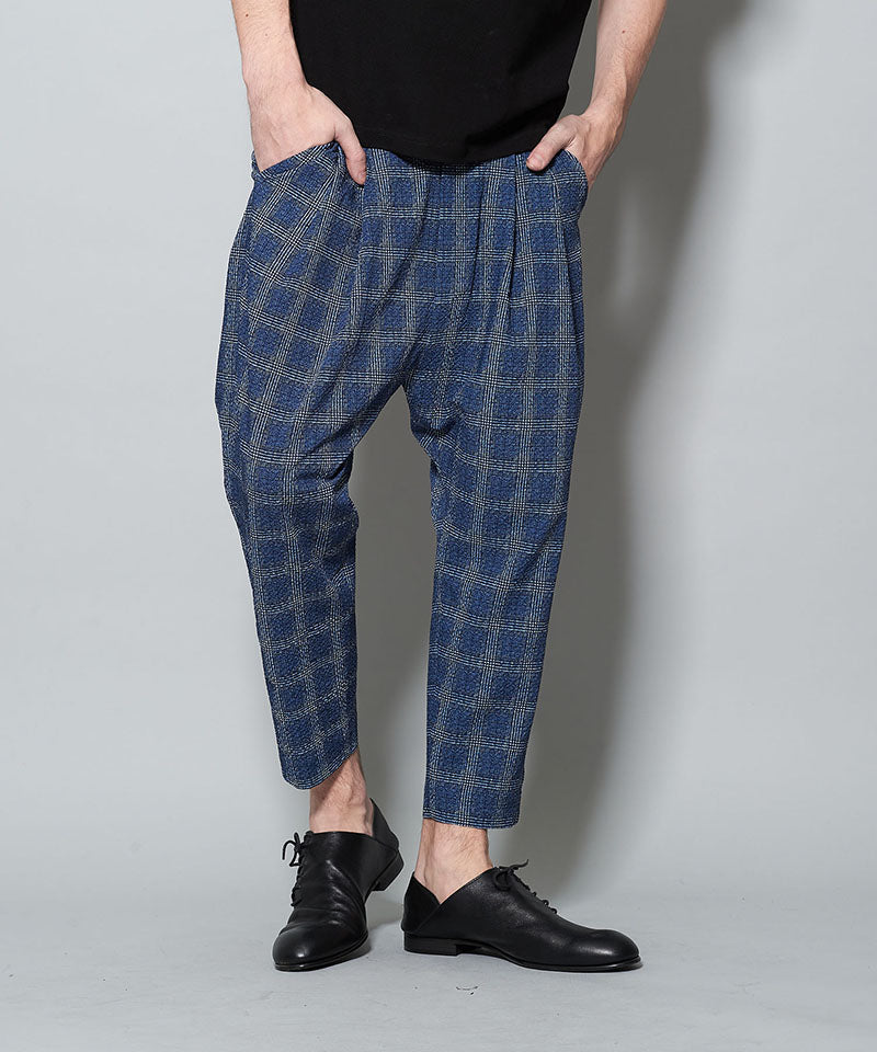 Seersucker Check Ankle Trousers