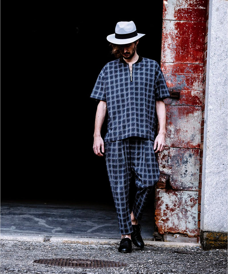 Seersucker Check Ankle Trousers