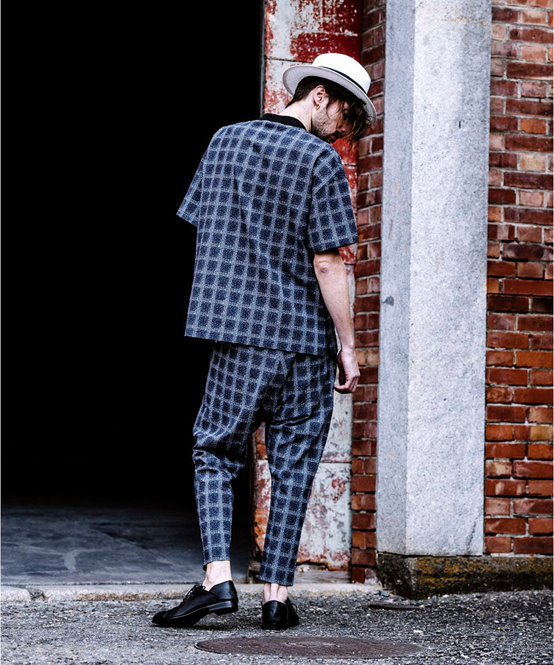 Seersucker Check Ankle Trousers