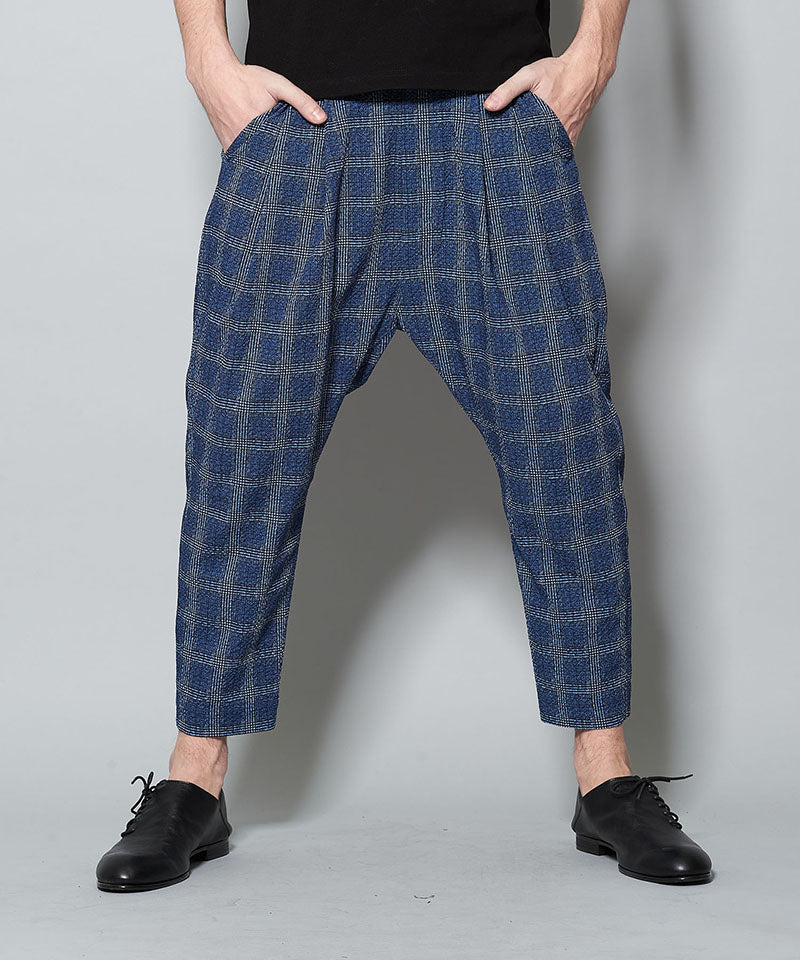 Seersucker Check Ankle Trousers