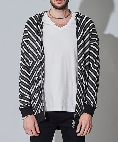 バイアスボーダーZIPパーカ