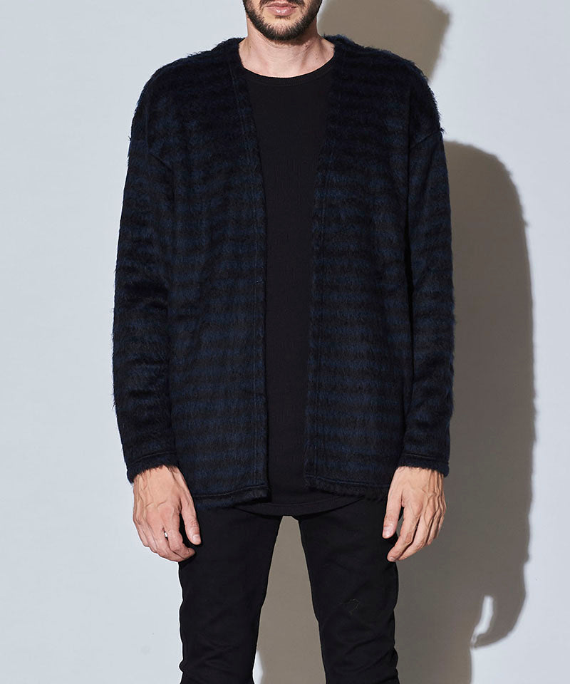 シャギーパイルボタンレスカーディガン