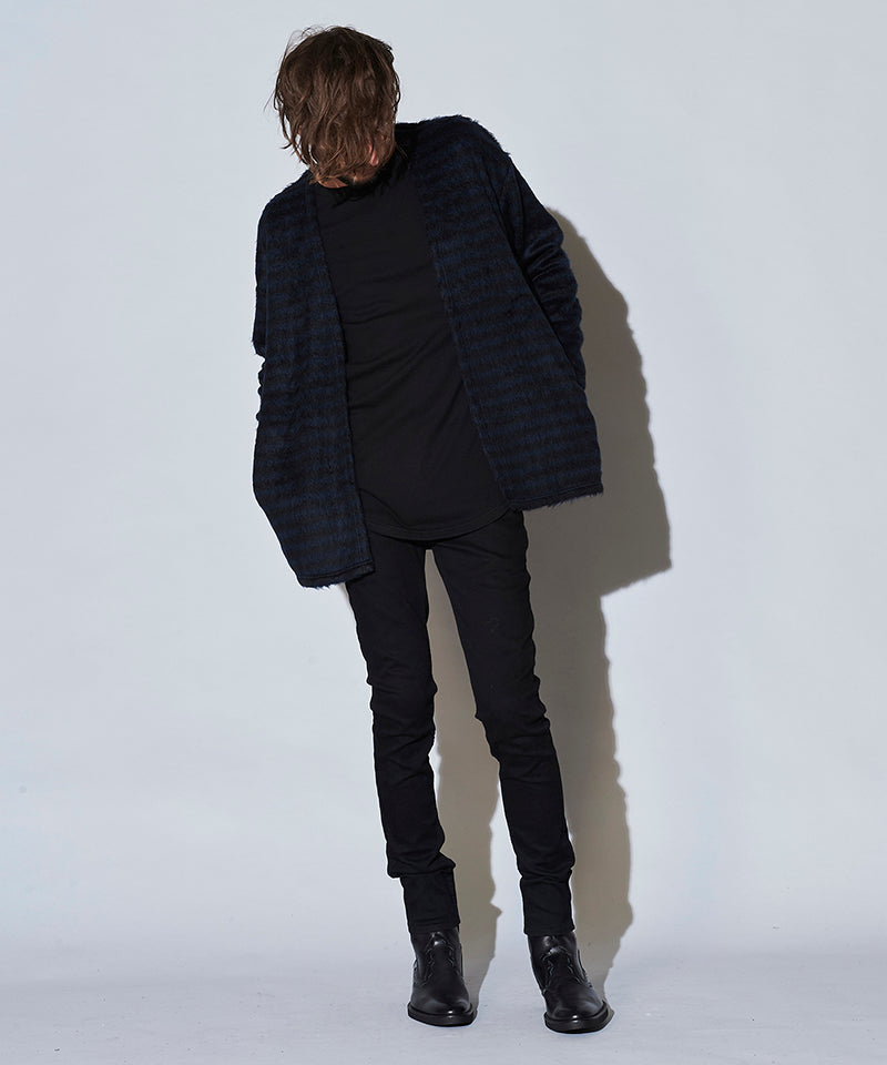 シャギーパイルボタンレスカーディガン