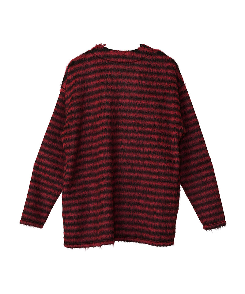 シャギーパイルボタンレスカーディガン