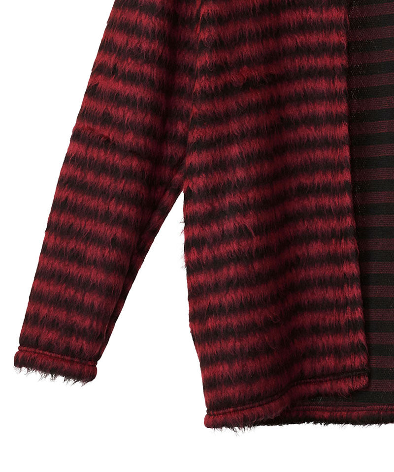 シャギーパイルボタンレスカーディガン