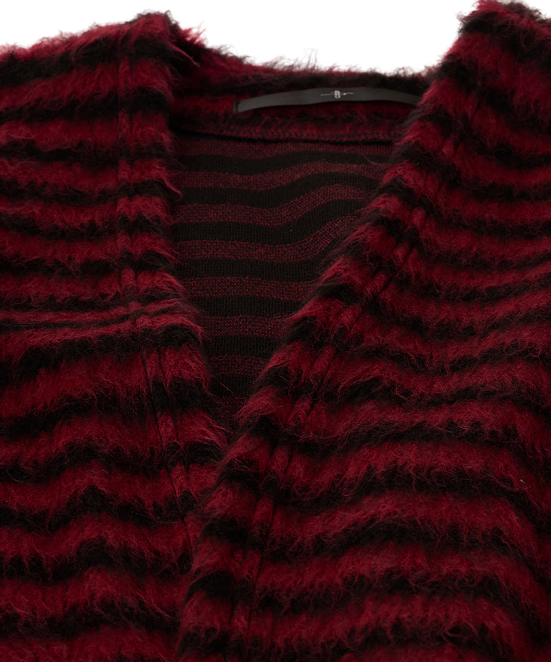 シャギーパイルボタンレスカーディガン