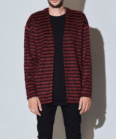 シャギーパイルボタンレスカーディガン