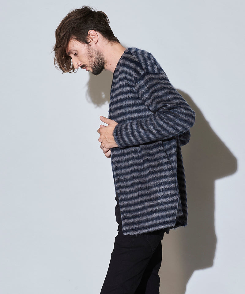 シャギーパイルボタンレスカーディガン