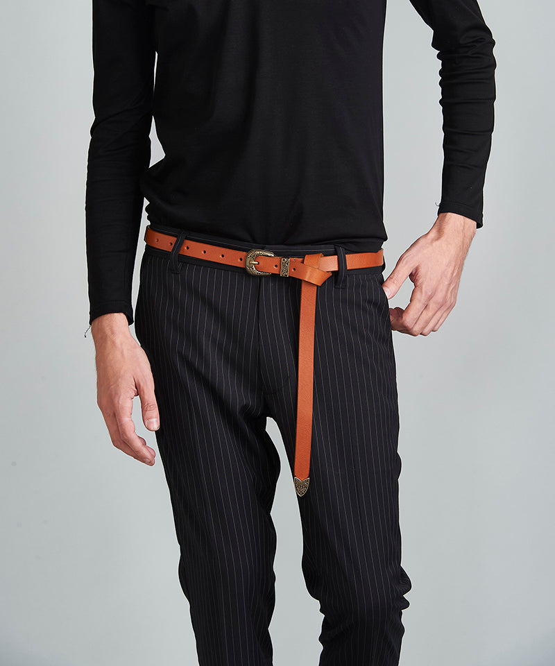 Cow Leather Long Drip Western Belt