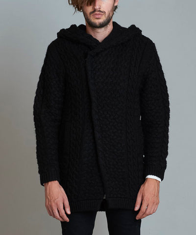 チェンジングニットフライフロントフーデッドコート