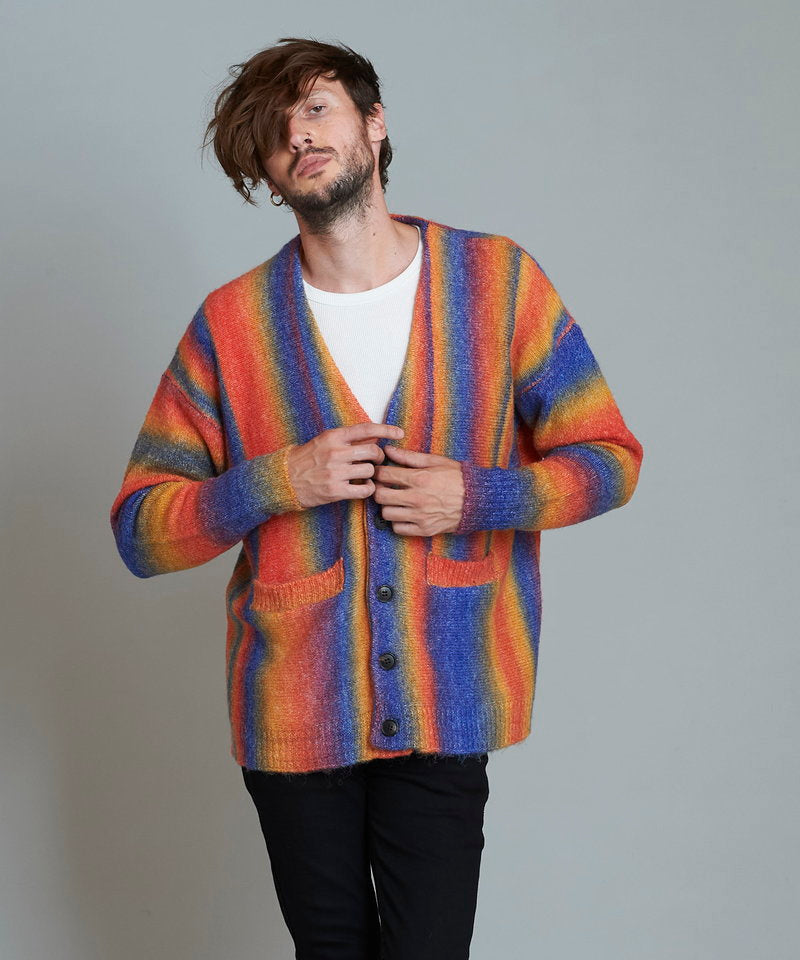 マルチカラーストライプニットV/N-CD