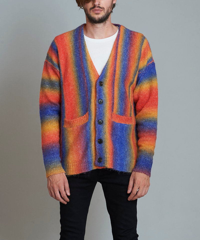 マルチカラーストライプニットV/N-CD