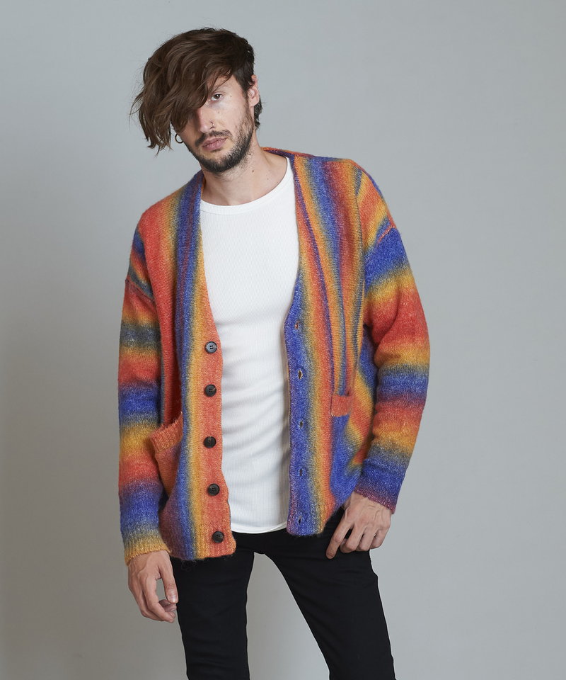 マルチカラーストライプニットV/N-CD