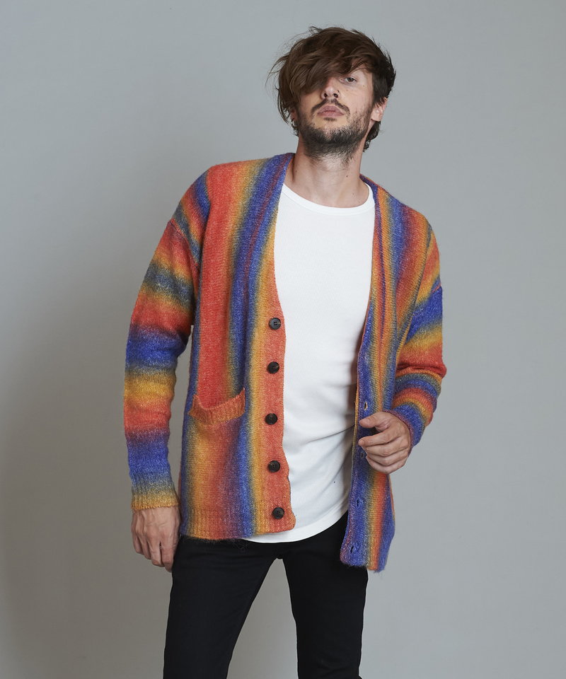 マルチカラーストライプニットV/N-CD