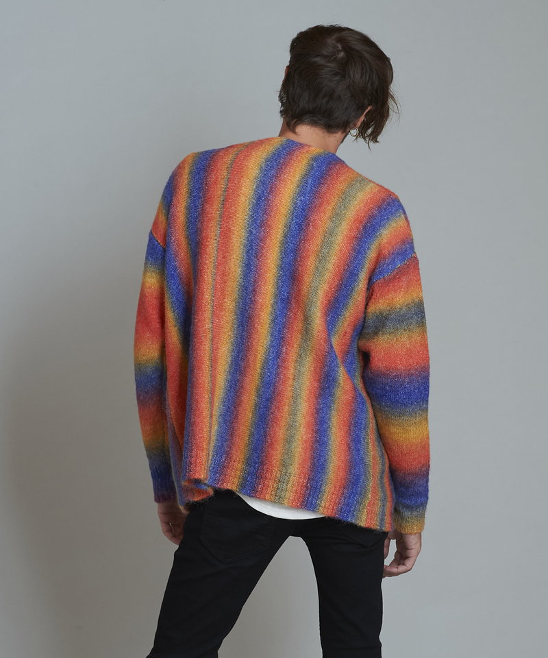 マルチカラーストライプニットV/N-CD