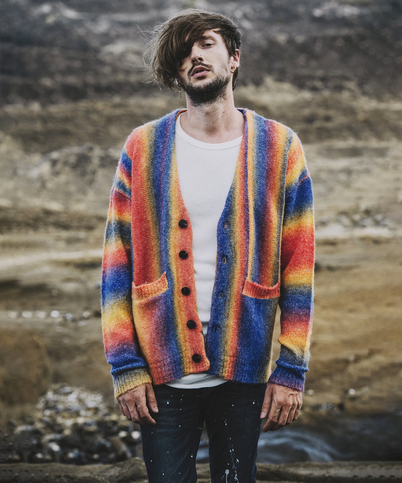 マルチカラーストライプニットV/N-CD