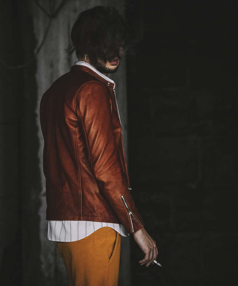 シープレザーシングルライダースJKT