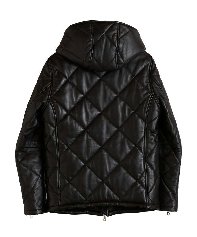 レザーキルティングパデットフーデッドBLZ