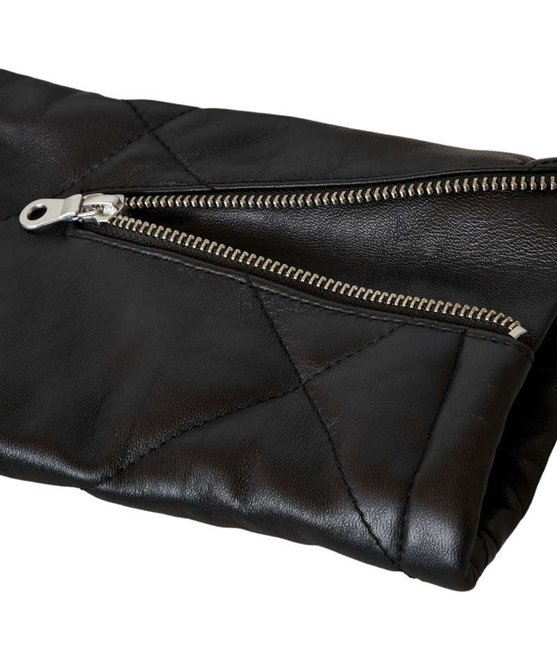 レザーキルティングパデットフーデッドBLZ