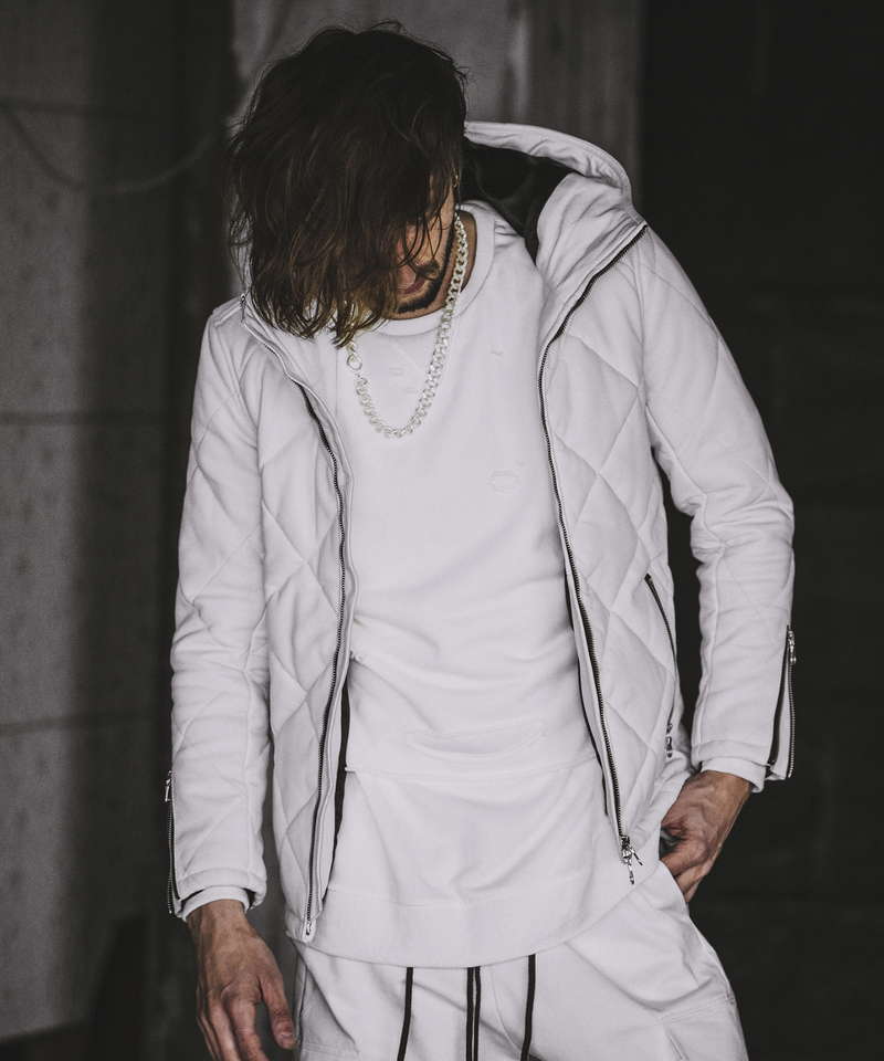 レザーキルティングパデットフーデッドBLZ